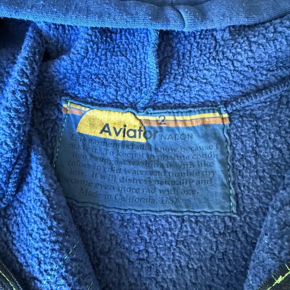 Aviator Nation Kids Blue Joggers with Smiley Face and Stripped Blue Hoodie Set - Picture 3 of 16